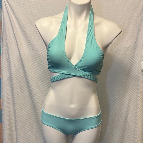 aerie Other - Aerie blue bikini swimsuit 2 piece crop size S low rise bottoms light blue
